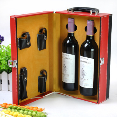 【義烏包裝廠供應現紅酒盒,雙只皮盒,紅酒禮品包裝盒,禮品盒】價格,廠家,圖片,酒類包裝,義烏市暢豪飾品-