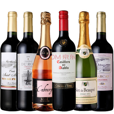 進(jìn)口紅酒 智利千露紅魔鬼干紅葡萄酒香檳起泡酒 超值6支組合裝圖片-