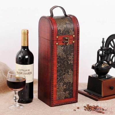 【廠家直銷訂做紅酒包裝盒單支裝葡萄酒禮盒懷舊復古創意C04-4長12cm寬12cm高35cm】義烏市森廣電子商務商行 - 產品庫